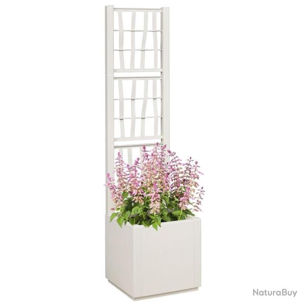 Jardinireavec treillis Blanc 36x36x140 cm PP