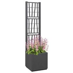 Pot de jardin gris fonc&eacute; avec treillis - 36x36x140 cm