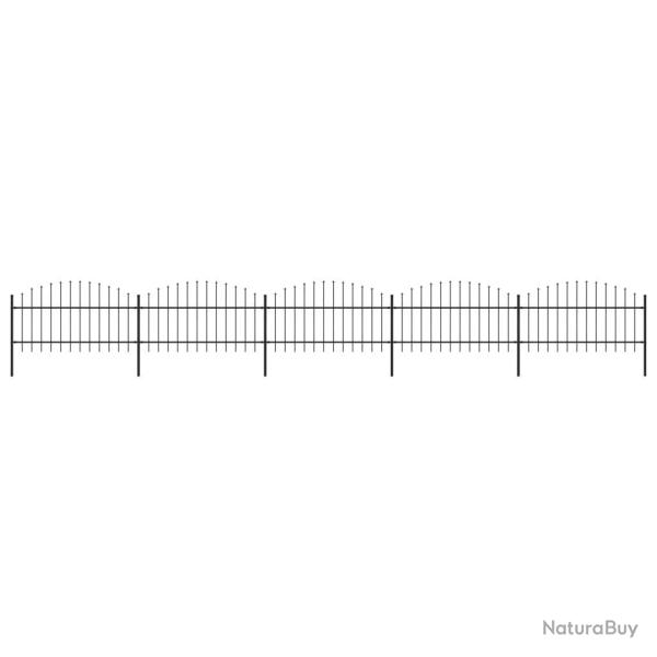 Cl�ture de jardin avec dessus en forme de lance en acier 892,5 x 125 cm Noir