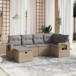 Salon de jardin avec coussins 6pcs m&eacute;lange beige r&eacute;sine tress&eacute;e