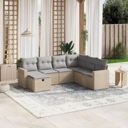 Salon de jardin avec coussins 7pcs m&eacute;lange beige r&eacute;sine tress&eacute;e