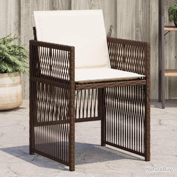 Chaises de jardin avec coussins lot de 4 marron rsine tresse