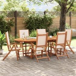 Chaises pliables de jardin lot de 6 bois d'acacia et textil&egrave;ne