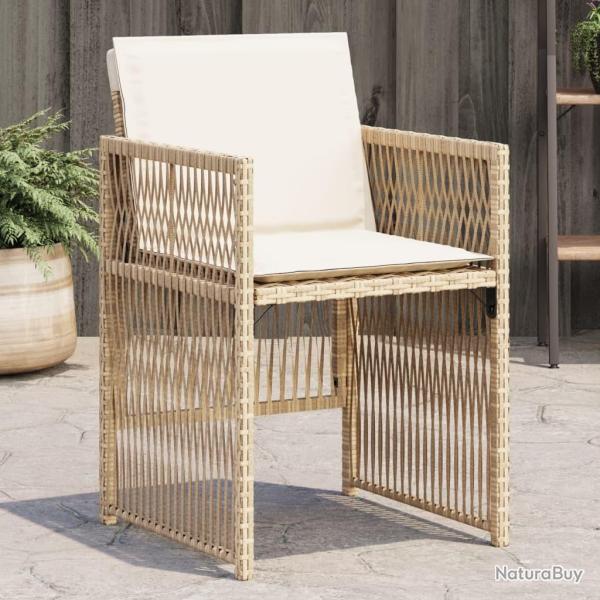 Chaises de jardin avec coussins lot de 4 beige rsine tresse