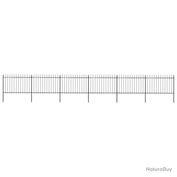 Clture de jardin avec dessus en lance Acier 10,2 x 1,2 m Noir