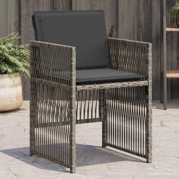 Chaises de jardin avec coussins lot de 4 gris rsine tresse