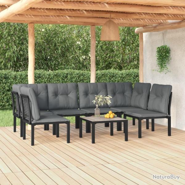 Salon de jardin 7 pcs noir et gris r�sine tress�e