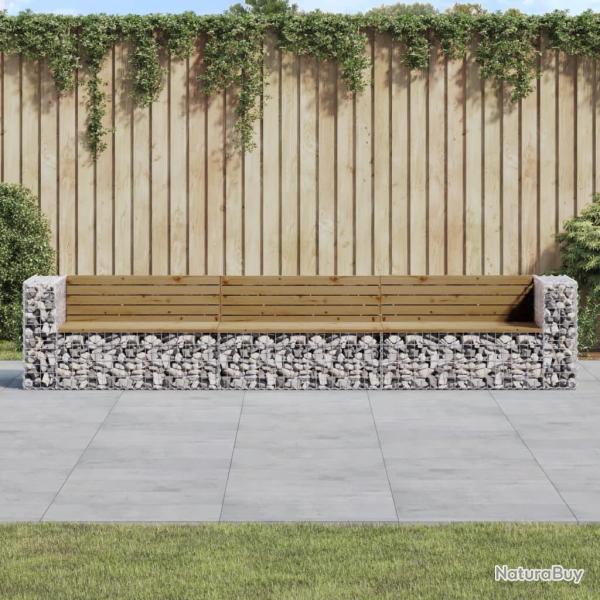 Banc de jardin design gabion 347x71x65,5cm bois de pin impr�gn�
