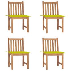 Chaises de jardin lot de 4 avec coussins Bois de teck massif