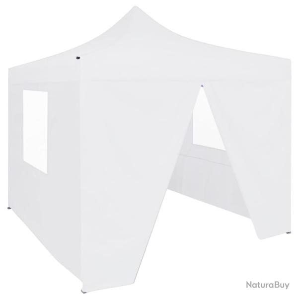 Tente de r�ception pliable avec 4 parois 3x3 m Acier Blanc