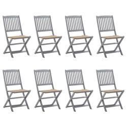 Chaises pliables d'ext&eacute;rieur lot de 8 et coussins Bois d'acacia