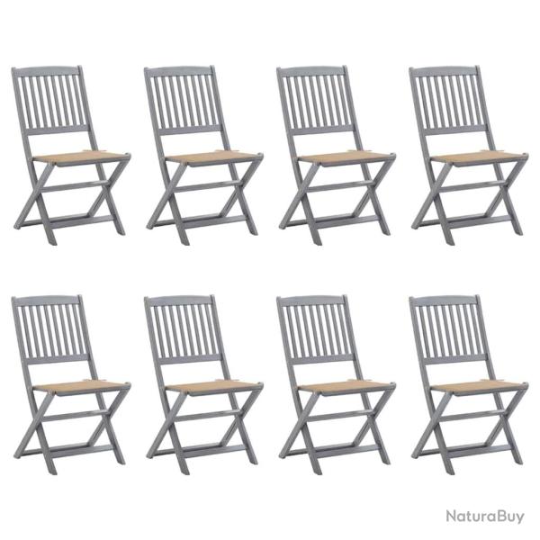 Chaises pliables d'extrieur lot de 8 et coussins Bois d'acacia