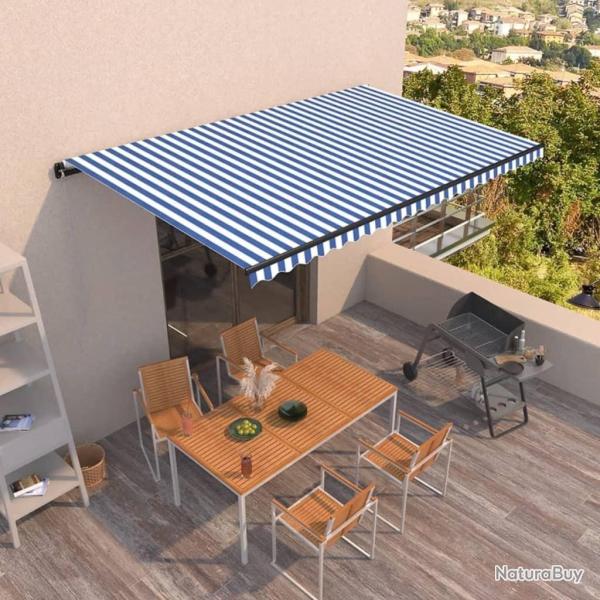 Auvent manuel rtractable 500x350 cm Bleu et blanc