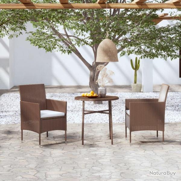 Ensemble � manger de jardin 3pcs R�sine tress�e Marron