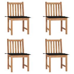 Chaises de jardin lot de 4 avec coussins Bois de teck massif