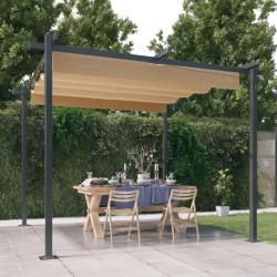 Tonnelle de jardin avec toit r&eacute;tractable 3x3 m Taupe