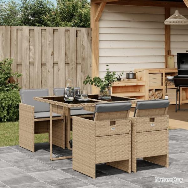 Ensemble � manger de jardin coussins 5 pcs m�lange beige rotin