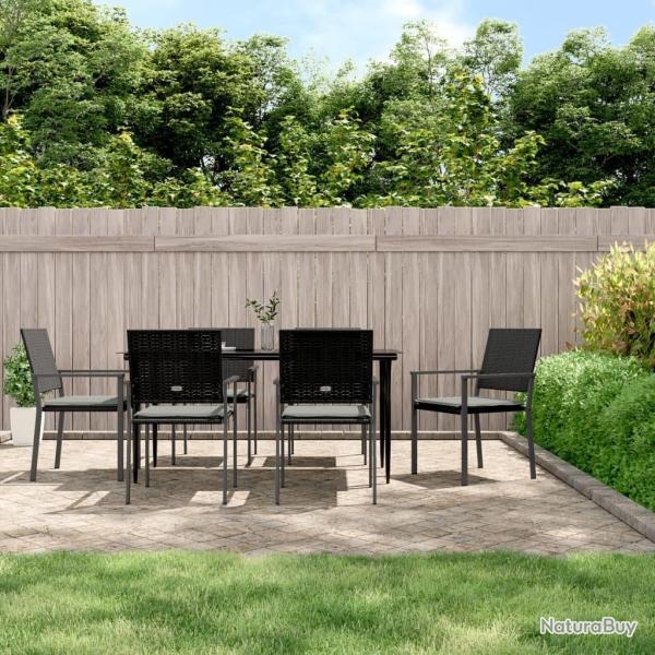 Ensemble � manger de jardin 7 pcs coussins r�sine tress�e acier