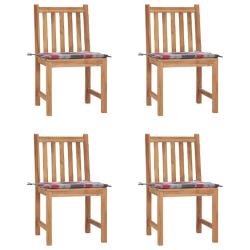 Chaises de jardin lot de 4 avec coussins Bois de teck massif