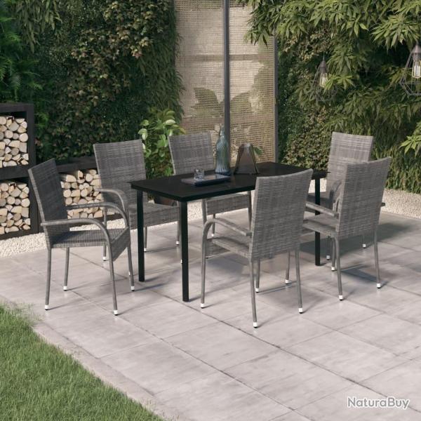 Ensemble � manger de jardin 7 pcs Gris et noir