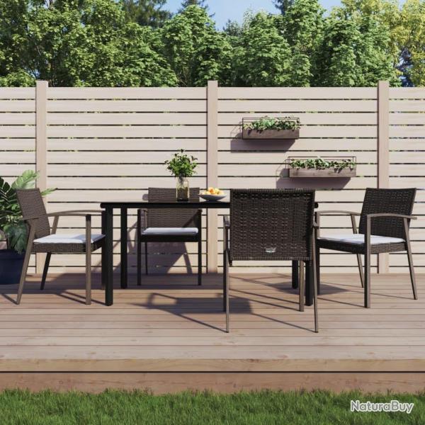 Ensemble  manger de jardin 5 pcs coussins rsine tresse acier