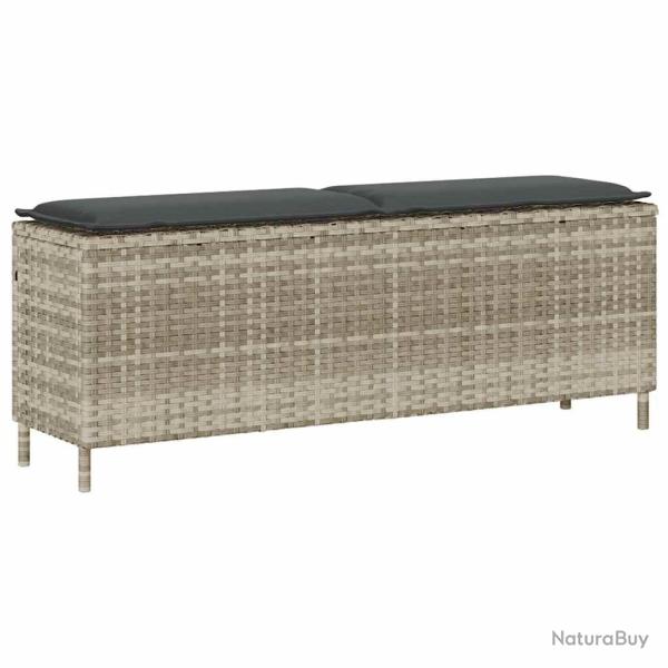 Banc de jardin coussin gris clair 110x30x40,5 cm r�sine tress�e