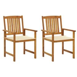 Chaises de jardin avec coussins lot de 2 Bois d'acacia massif