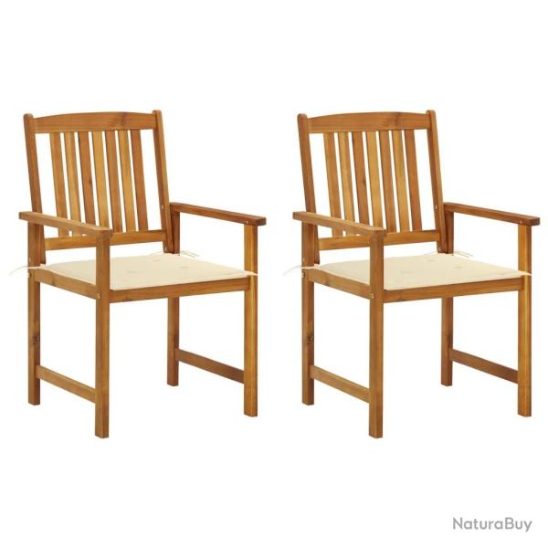 Chaises de jardin avec coussins lot de 2 Bois d'acacia massif