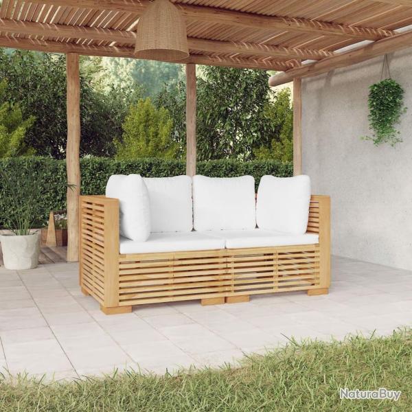 Canap�s d'angle de jardin et coussins 2 pcs Bois teck massif