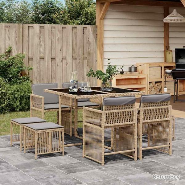 Ensemble � manger de jardin et coussins 9 pcs m�lange beige
