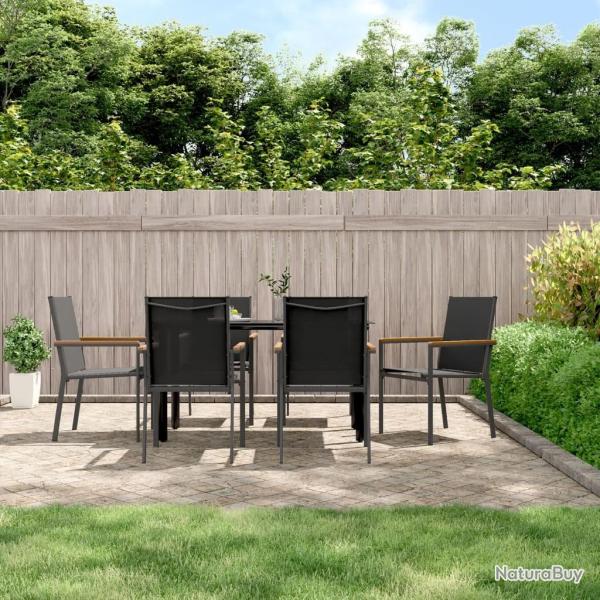 Ensemble � manger de jardin 7 pcs noir textil�ne et acier