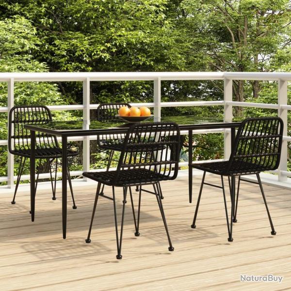 Ensemble � manger de jardin 5 pcs Noir R�sine tress�e