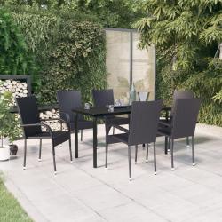 Ensemble &agrave; manger de jardin 7 pcs Noir
