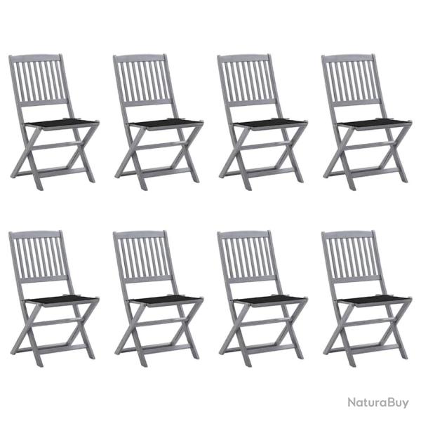 Chaises pliables d'extrieur lot de 8 et coussins Bois d'acacia
