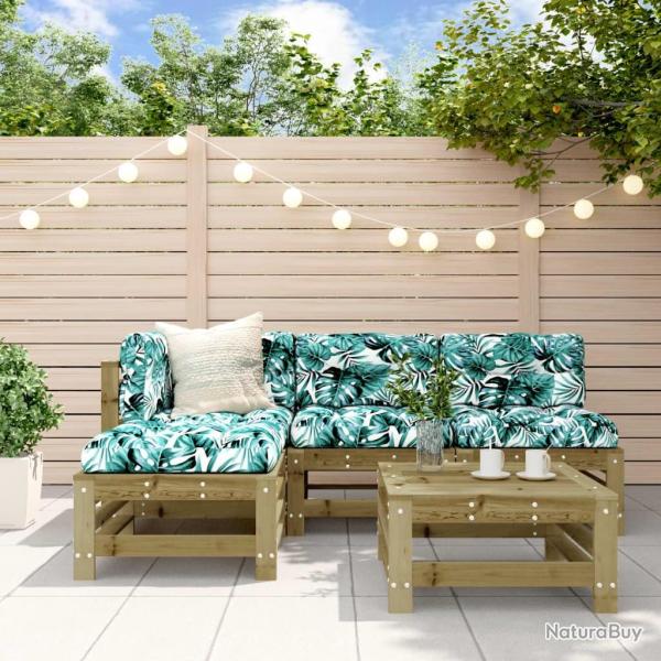 Salon de jardin 5 pcs avec coussins bois de pin impr�gn�