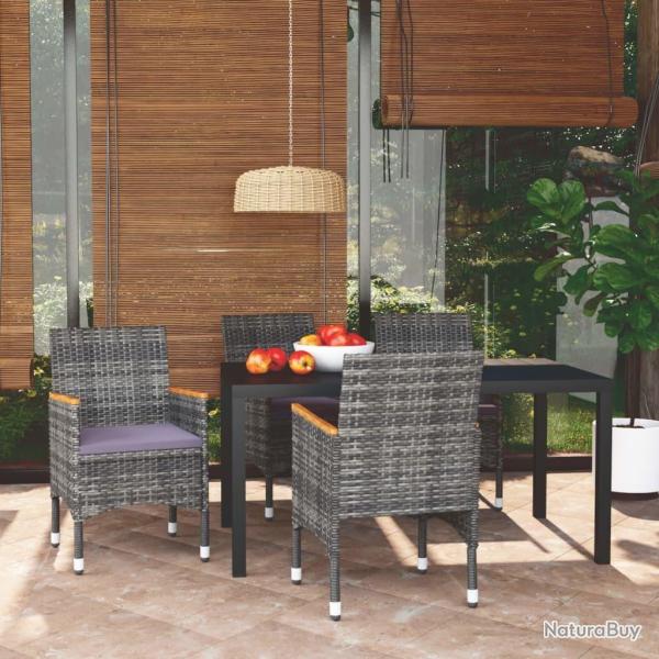 Ensemble � manger de jardin coussins 5pcs R�sine tress�e Gris