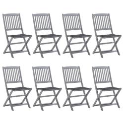 Chaises pliables d'ext&eacute;rieur lot de 8 et coussins Bois d'acacia