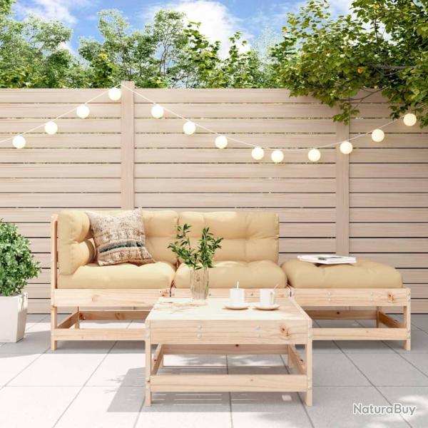 Salon de jardin 4 pcs bois massif de pin
