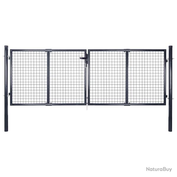 Portail en maille de jardin Acier galvanis� 289x75 cm Gris
