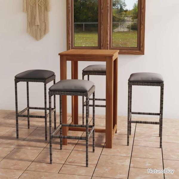 Ensemble de bar de jardin avec coussins 5 pcs Gris