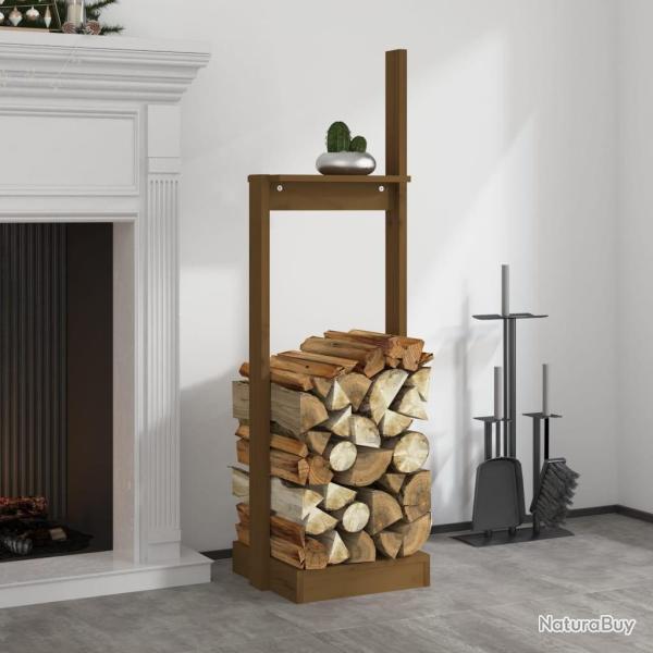 Porte-bches Marron miel 33,5x30x110 cm Bois massif de pin