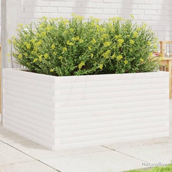 Jardinire blanc 90x90x46 cm bois de pin massif