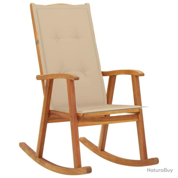 Chaise � bascule avec coussins Bois d'acacia massif