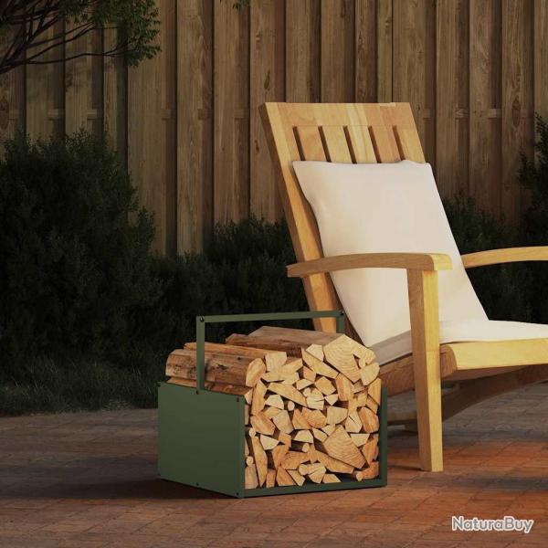 Portant de bois chauffage vert olive 40x40x40 cm