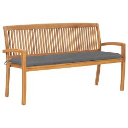 Banc de jardin empilable et coussin 159 cm Bois de teck massif