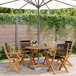 Ensemble &agrave; manger de jardin 5pcs noir polypropyl&egrave;ne bois massif