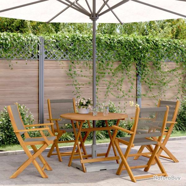 Ensemble � manger de jardin 5pcs gris polypropyl�ne bois massif