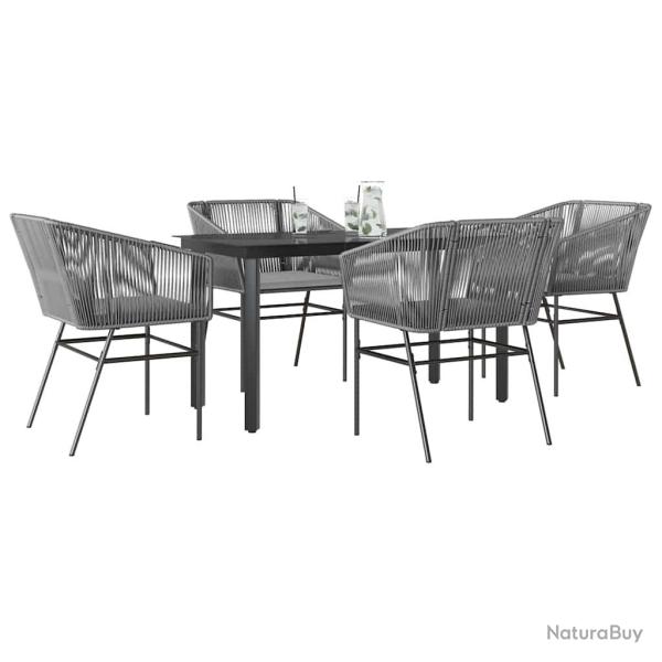 Ensemble � manger jardin coussins 5 pcs gris poly rotin verre
