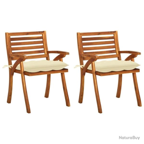 Chaises � manger de jardin avec coussins lot de 2 Acacia massif