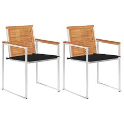 Chaises de jardin avec coussins lot de 2 Acacia solide et acier